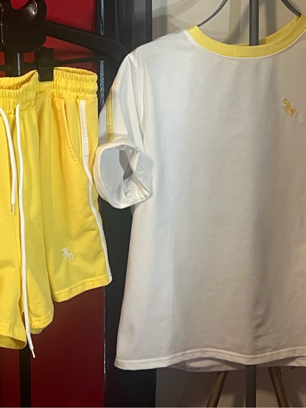 Women 2pc Yellow Classic Casual Shortset